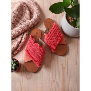 ABLE Orange Woven Braided Slides Sandals Size 7